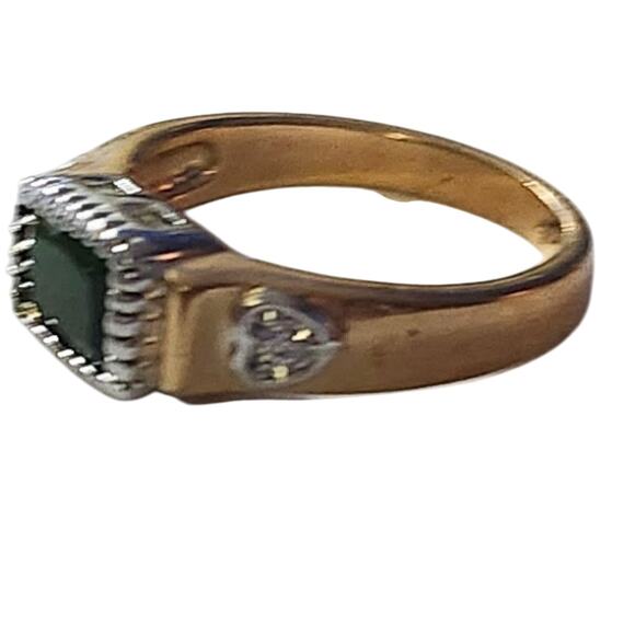 Thailand Heavy 22k Gold Plate Over Silver Green Ring Size 7.5 - Picture 2 of 5